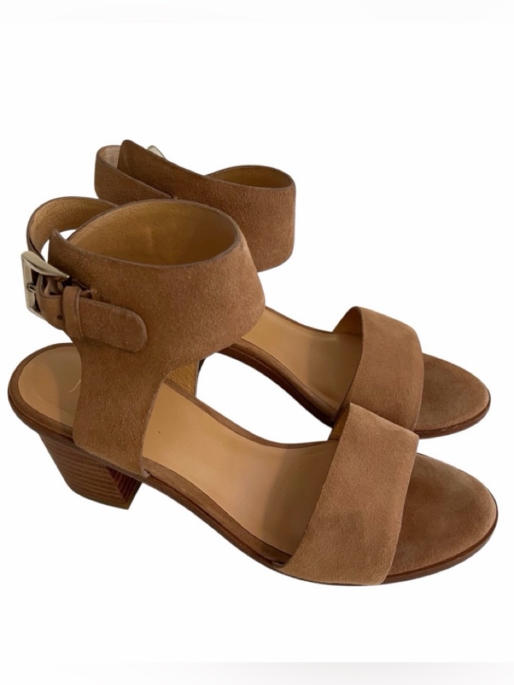 Joie Tan Suede "Bea" Block Heeled Sandal 37(6.5-7)